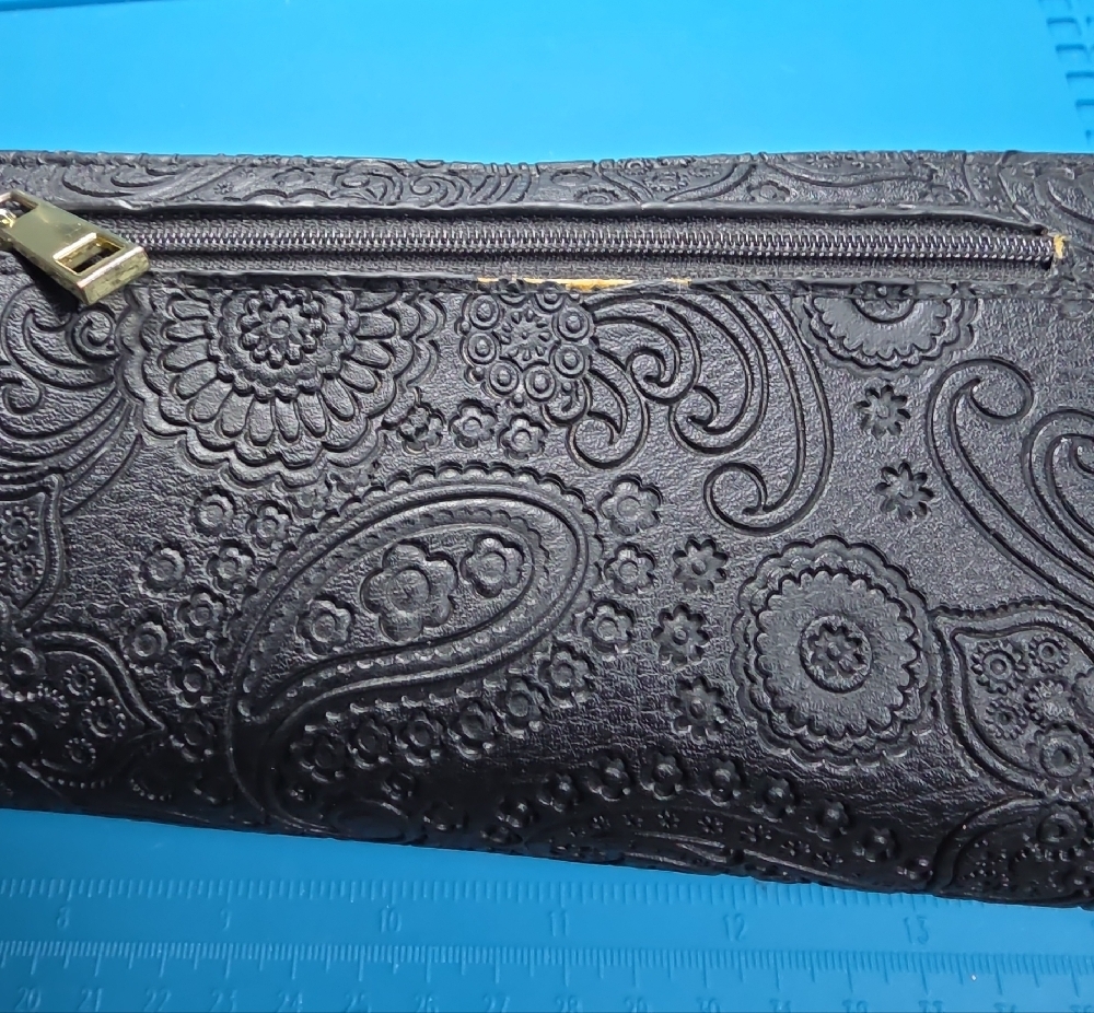 Stone Mountain Accessories Black Embossed Floral Zip Wallet with Gold Plaque - Picture 8 of 9